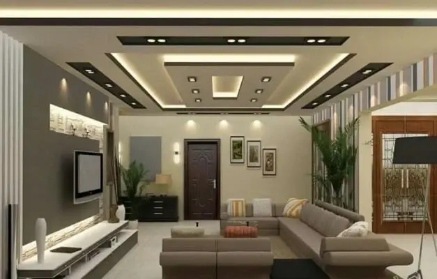 Contemporary false ceiling with cove lighting